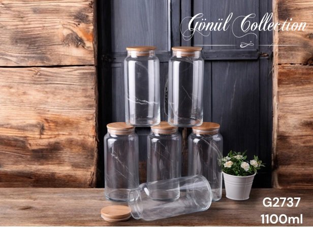 GÖNÜL BAMBU KAPAKLI CAM KAVANOZ 1.1 LT *12
