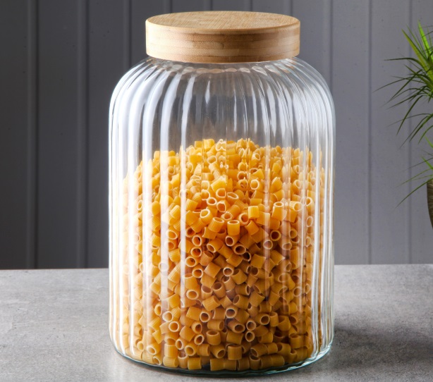 GÖNÜL BAMBU KAPAKLI CAM KAVANOZ 4900 ML. *4