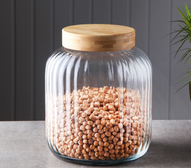 GÖNÜL BAMBU KAPAKLI CAM KAVANOZ 3700 ML. *6