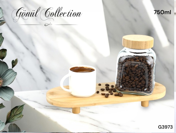 GÖNÜL BAMBU KAPAKLI CAM KAVANOZ  750 ML *24