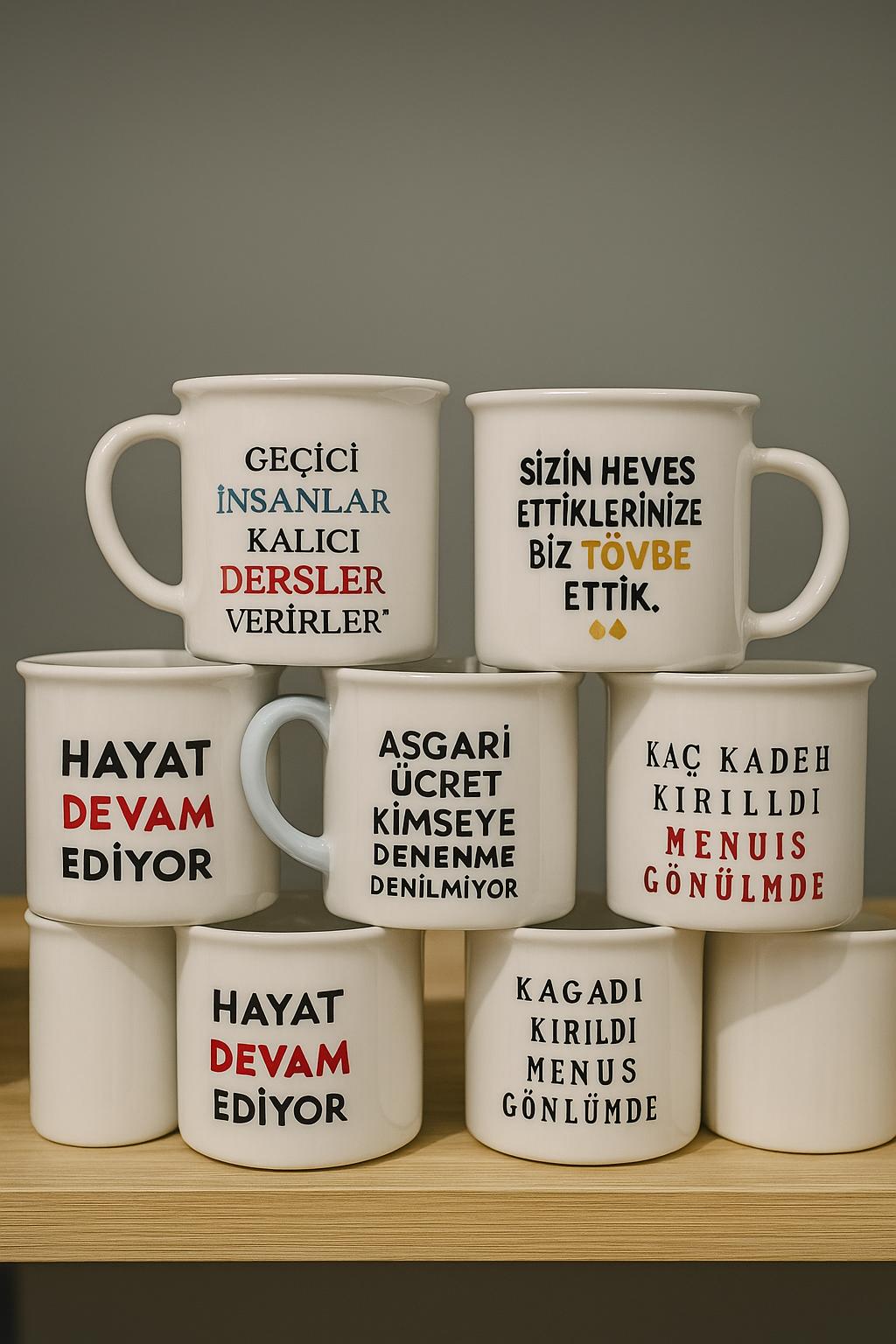 HOME PORSELEN KUPA EMAYE YAZI KARAKTERLI *24