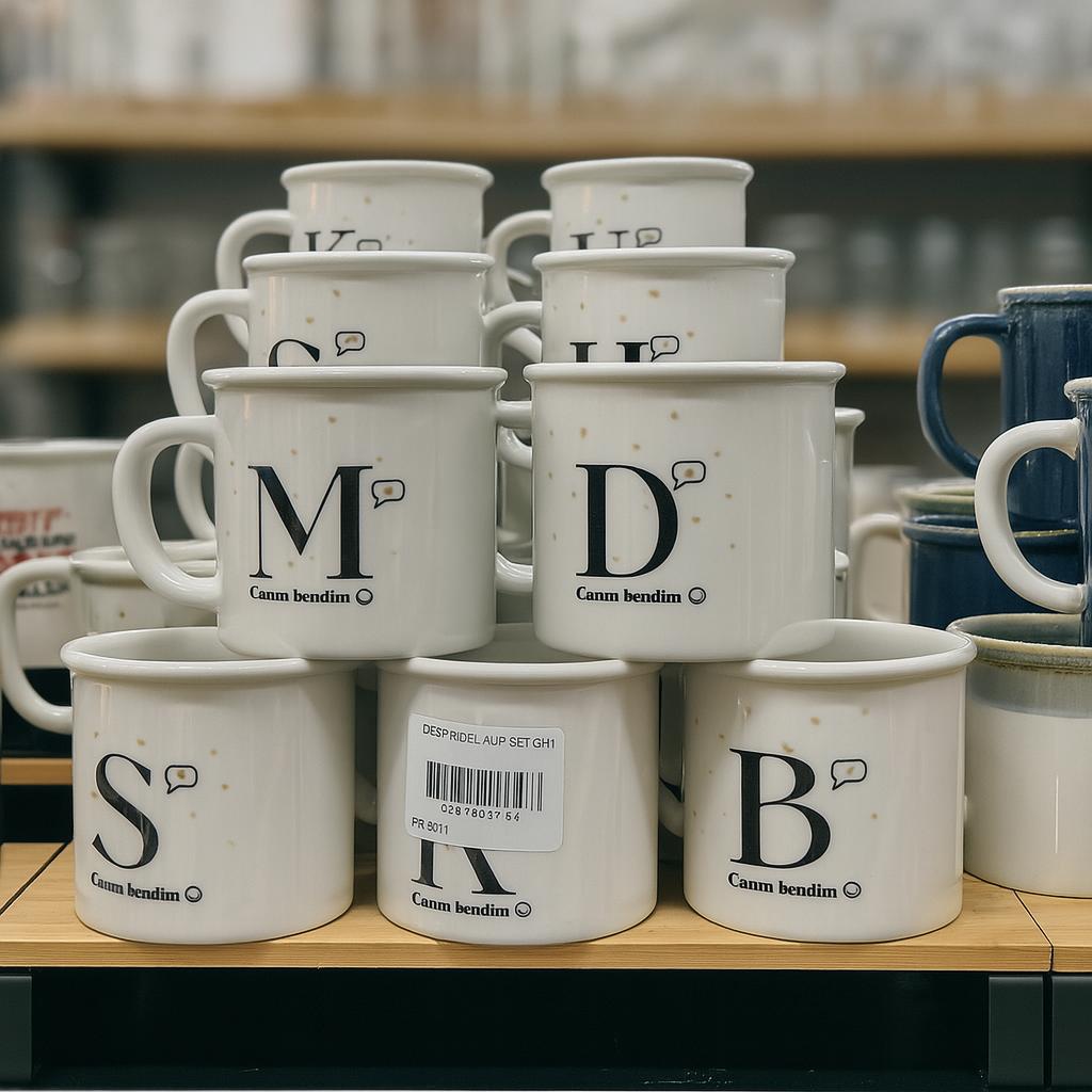 HOME PORSELEN KUPA EMAYE HARF KUPA (SESSIZ) *24