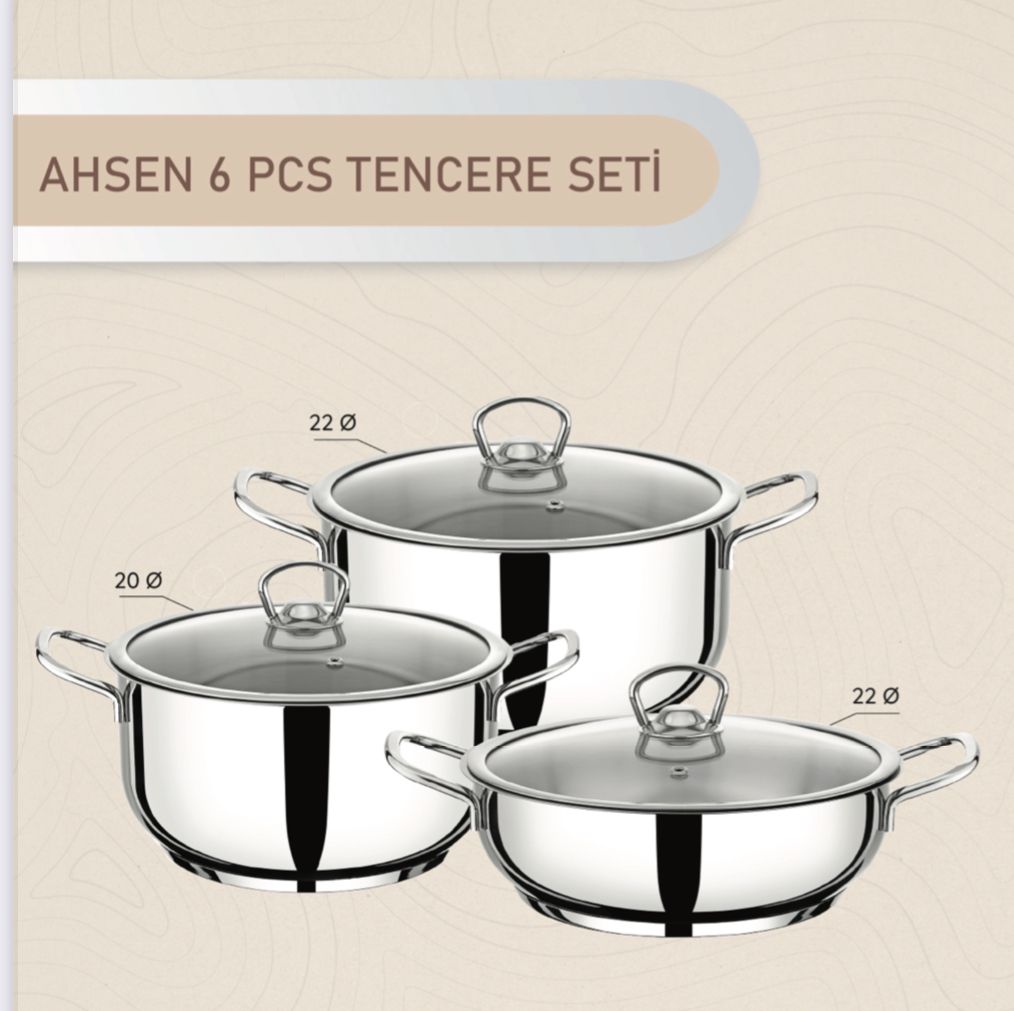 SOLE TENCERE SETI 6 PARÇA CAM KAPAK AHSEN *4